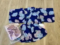 【新品タグ付 2点セット】ドレス浴衣　サイズ90 つくり帯　セパレート　花柄