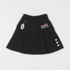 X-girl Stages裾ハート刺しゅう切替プリーツスカート140新品黒