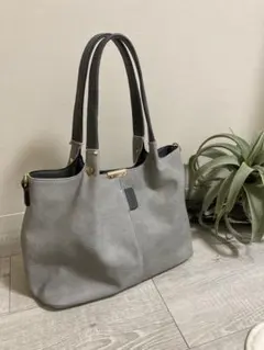 FIRANOグレー トートバッグ ゴールドジッパー付き