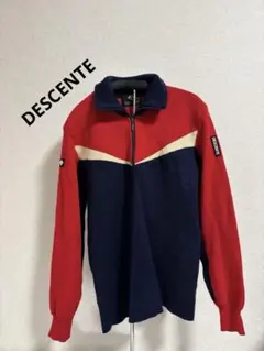 【希少】DESCENTE デサント ハーフジップ ニット トリコカラー ウールのサムネイル