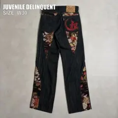 超美品　未使用！【JD】和柄刺繍 デニムパンツ　　　　　　　　　　　　　　　　　　　　　　　　　　　　　　　　　　　　　JUVENILE DELINQUENT（ジュベナイル デリンクエント） JUVENILE DELINQUENT ジュベナイルデリンクエント デニムパンツ 和柄