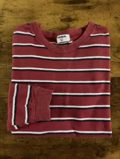 UNIQLOユニクロキッズ130長袖クルーネックTシャツボーダー赤 カットソー