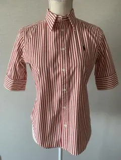 RALPH LAUREN ラルフローレン　シャツ　赤/白ストライプ　レディース