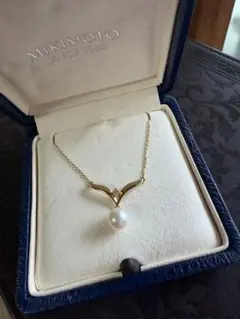 MIKIMOTO パールネックレス 7.4mm ダイヤモンド　18KYG