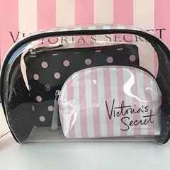ビクシー ポーチ ピンク ドット ストライプ 3点セット クリアバッグ