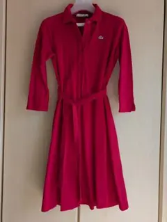 ラコステ 赤 ポロドレス ウエストベルト付き