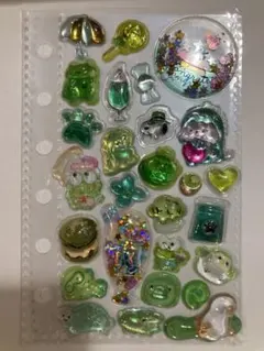 ⑦【グリーン系】立体シール まとめ売り おすそ分け　シール交換