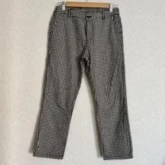 ギンガムチェック カジュアルパンツ 綿麻素材