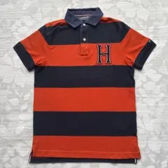 トミーヒルフィガー ポロシャツ M スリムフィット ボーダー Hロゴ