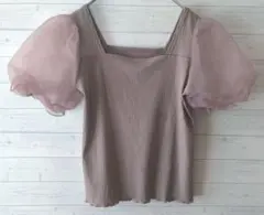 ★【最終値下げ】イング INGNI ピンクベージュ ストライプ パフスリーブ M