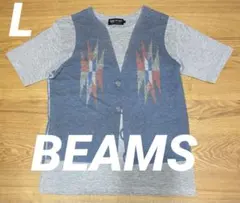 【美品】BEAMS オルテガ柄 チマヨベスト風 だまし絵 Tシャツ Lのサムネイル