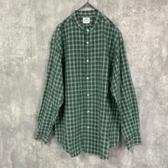 coen コーエン　リネンミックス バンドカラーシャツ　グリーン　Lサイズ