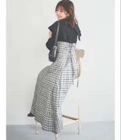 dazzlinビッグカラーチェックコルセットワンピース　Mサイズ　ブラック