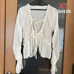 【SHEIN】フリル付きカーディガン ホワイト XSのサムネイル