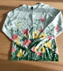 花柄　ミントグリーンカーディガン 　クリーニング済