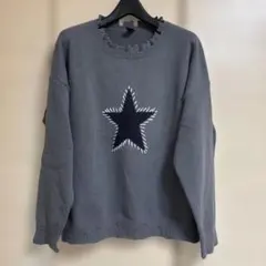 ROMWE スターモチーフ ダメージニット グレー S