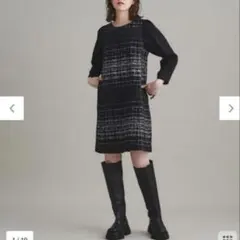 GRACE CONTINENTAL ラメツイードコンビワンピース ツイード ラメ