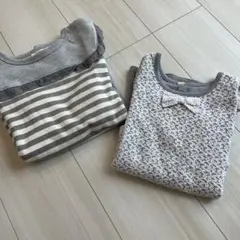 130㎝＊長袖カットソー 2枚セット グレー
