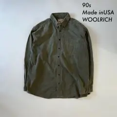 90s アメリカ製 WOOLRICH ボタンダウンシャツ ライトネル オリーブ