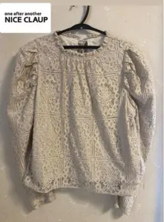 NICE CLAUP レースブラウス ベージュ 長袖