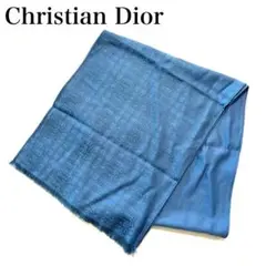 【美品】Christian Dior ロゴ総柄 ストール マフラー ブルーのサムネイル