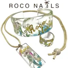 【美品】ロコネイル プルメリアオウム クリア刻印アート ネック＆リング＆バングルのサムネイル