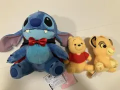 ディズニー ぬいぐるみ 3つ スティッチ くまのプーさん シンバ