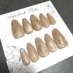 【現品・サイズ変更可能】ネイルチップ　ピンク　お花　キラキラ　マグネット