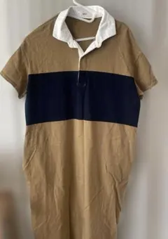 IEDIT⭐︎キャメル×ブラックライン入りポロシャツワンピース⭐︎美品