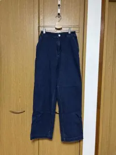 ダークブルー ワイドレッグデニムパンツ