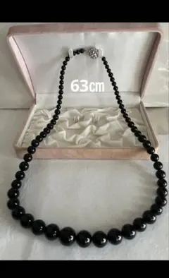 未使用 オニキスネックレス グラデーション BIG ロング63㎝ シルバー 