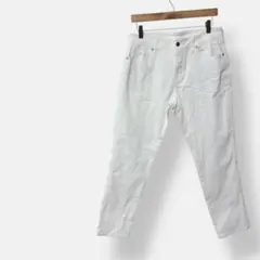 スキニーデニムパンツ　アンクル丈　ストレッチ　大きいサイズ　ホワイト　3L