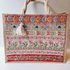 刺繍レース装飾 パッチワークトートバッグのサムネイル