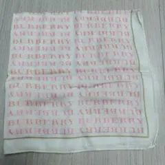 BURBERRY ロゴ ハンカチ ホワイト ピンク 約48cm