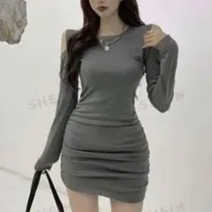 SHEIN グレー タイトドレス ミニワンピース