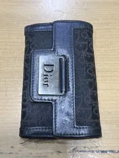 極美品 DIOR 6連キーケース カード入れ 黒 トロッター柄キャンバス