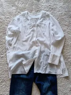 美品✨IENA イエナ チュールレースバンドカラーシャツ レースブラウス 