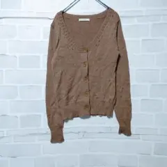 스픽 앤 스팬 V 넥 니트 카디건 브라운 울100%