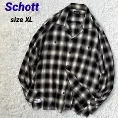 ✨XL・オンブレ・開襟✨Schott 長袖　シャツ　チェック　レーヨン　薄手のサムネイル