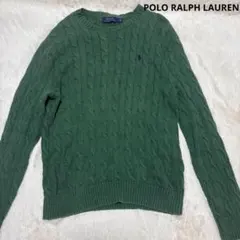 ポロラルフローレン　セーター　ニット　ケーブルニット　Lサイズ　グリーン　メンズ