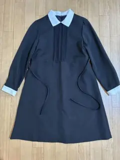 襟付きワンピース 黒 ブラック フォーマル 発表会 冠婚葬祭　150cm