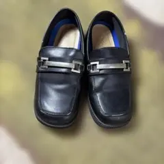 黒 レザー フォーマルシューズ メタルバックル