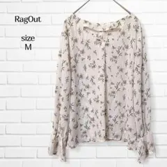 ラグアウト ブラウス シフォン M 花柄 小花柄 Vネック ​長袖 春ブラウス