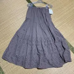 裾刺繍　透かしスカート　L