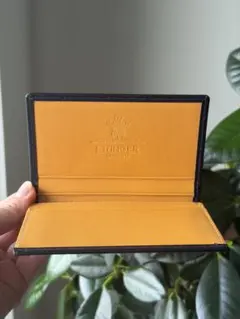 美品 ETTINGER 名刺入れ カードケース ダークネイビー／イエロー