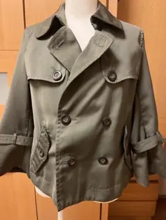 ロペピクニック　オリーブグリーン ダブルブレスト ショートトレンチコート