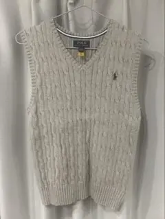 Polo Ralph Lauren グレー ケーブルニットベスト キッズM