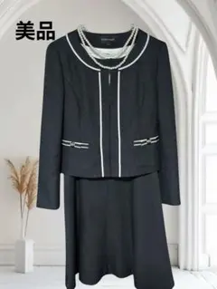 ESPRITMURフォーマル ワンピースス ノーカラー3点セット ネイビー7号