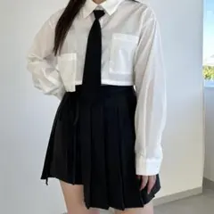 韓国通販 OUR YOUTH 黒 プリーツ ラップミニスカート