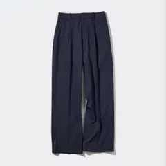 ユニクロ　タックワイドパンツ　ネイビー　ストライプ　S